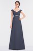 ColsBM Nadia Nightshadow Blue Elegant A-line Short Sleeve Zip up Floor Length Beaded Bridesmaid Dresses