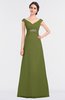 ColsBM Nadia Olive Green Elegant A-line Short Sleeve Zip up Floor Length Beaded Bridesmaid Dresses