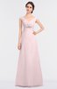 ColsBM Nadia Petal Pink Elegant A-line Short Sleeve Zip up Floor Length Beaded Bridesmaid Dresses