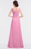 ColsBM Nadia Pink Elegant A-line Short Sleeve Zip up Floor Length Beaded Bridesmaid Dresses