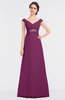 ColsBM Nadia Raspberry Elegant A-line Short Sleeve Zip up Floor Length Beaded Bridesmaid Dresses