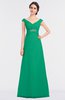 ColsBM Nadia Sea Green Elegant A-line Short Sleeve Zip up Floor Length Beaded Bridesmaid Dresses