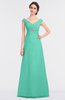 ColsBM Nadia Seafoam Green Elegant A-line Short Sleeve Zip up Floor Length Beaded Bridesmaid Dresses