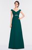 ColsBM Nadia Shaded Spruce Elegant A-line Short Sleeve Zip up Floor Length Beaded Bridesmaid Dresses