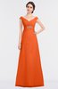 ColsBM Nadia Tangerine Elegant A-line Short Sleeve Zip up Floor Length Beaded Bridesmaid Dresses