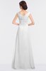 ColsBM Nadia White Elegant A-line Short Sleeve Zip up Floor Length Beaded Bridesmaid Dresses