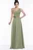 ColsBM Tegan Moss Green Modern Sleeveless Zip up Chiffon Floor Length Flower Bridesmaid Dresses