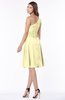 ColsBM Lilyana Soft Yellow Romantic One Shoulder Chiffon Knee Length Pleated Bridesmaid Dresses