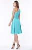 ColsBM Lilyana Turquoise Romantic One Shoulder Chiffon Knee Length Pleated Bridesmaid Dresses