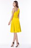 ColsBM Lilyana Yellow Romantic One Shoulder Chiffon Knee Length Pleated Bridesmaid Dresses