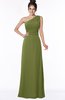 ColsBM Adalyn Olive Green Mature Sheath Sleeveless Half Backless Chiffon Ruching Bridesmaid Dresses