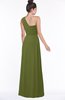 ColsBM Adalyn Olive Green Mature Sheath Sleeveless Half Backless Chiffon Ruching Bridesmaid Dresses