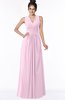 ColsBM Isla Baby Pink Elegant V-neck Sleeveless Chiffon Floor Length Ruching Bridesmaid Dresses