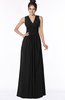ColsBM Isla Black Elegant V-neck Sleeveless Chiffon Floor Length Ruching Bridesmaid Dresses