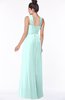 ColsBM Isla Blue Glass Elegant V-neck Sleeveless Chiffon Floor Length Ruching Bridesmaid Dresses