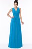 ColsBM Isla Cornflower Blue Elegant V-neck Sleeveless Chiffon Floor Length Ruching Bridesmaid Dresses