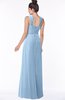 ColsBM Isla Dusty Blue Elegant V-neck Sleeveless Chiffon Floor Length Ruching Bridesmaid Dresses