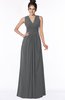 ColsBM Isla Grey Elegant V-neck Sleeveless Chiffon Floor Length Ruching Bridesmaid Dresses