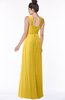 ColsBM Isla Lemon Curry Elegant V-neck Sleeveless Chiffon Floor Length Ruching Bridesmaid Dresses
