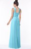 ColsBM Isla Light Blue Elegant V-neck Sleeveless Chiffon Floor Length Ruching Bridesmaid Dresses