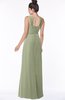 ColsBM Isla Moss Green Elegant V-neck Sleeveless Chiffon Floor Length Ruching Bridesmaid Dresses