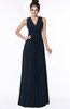 ColsBM Isla Navy Blue Elegant V-neck Sleeveless Chiffon Floor Length Ruching Bridesmaid Dresses