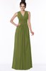 ColsBM Isla Olive Green Elegant V-neck Sleeveless Chiffon Floor Length Ruching Bridesmaid Dresses