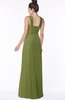 ColsBM Isla Olive Green Elegant V-neck Sleeveless Chiffon Floor Length Ruching Bridesmaid Dresses
