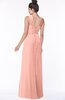 ColsBM Isla Peach Elegant V-neck Sleeveless Chiffon Floor Length Ruching Bridesmaid Dresses