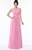 ColsBM Isla Pink Elegant V-neck Sleeveless Chiffon Floor Length Ruching Bridesmaid Dresses