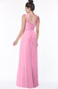 ColsBM Isla Pink Elegant V-neck Sleeveless Chiffon Floor Length Ruching Bridesmaid Dresses