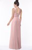 ColsBM Isla Silver Pink Elegant V-neck Sleeveless Chiffon Floor Length Ruching Bridesmaid Dresses