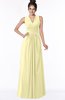 ColsBM Isla Soft Yellow Elegant V-neck Sleeveless Chiffon Floor Length Ruching Bridesmaid Dresses