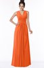 ColsBM Isla Tangerine Elegant V-neck Sleeveless Chiffon Floor Length Ruching Bridesmaid Dresses