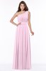 ColsBM Adeline Baby Pink Gorgeous A-line One Shoulder Zip up Floor Length Pleated Bridesmaid Dresses