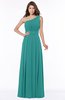 ColsBM Adeline Emerald Green Gorgeous A-line One Shoulder Zip up Floor Length Pleated Bridesmaid Dresses