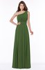 ColsBM Adeline Garden Green Gorgeous A-line One Shoulder Zip up Floor Length Pleated Bridesmaid Dresses
