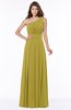 ColsBM Adeline Golden Olive Gorgeous A-line One Shoulder Zip up Floor Length Pleated Bridesmaid Dresses