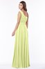 ColsBM Adeline Lime Green Gorgeous A-line One Shoulder Zip up Floor Length Pleated Bridesmaid Dresses