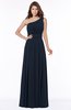 ColsBM Adeline Navy Blue Gorgeous A-line One Shoulder Zip up Floor Length Pleated Bridesmaid Dresses