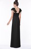 ColsBM Siena Black Modern A-line Wide Square Short Sleeve Zip up Pleated Bridesmaid Dresses