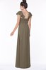 ColsBM Siena Carafe Brown Modern A-line Wide Square Short Sleeve Zip up Pleated Bridesmaid Dresses