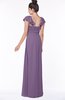 ColsBM Siena Chinese Violet Modern A-line Wide Square Short Sleeve Zip up Pleated Bridesmaid Dresses