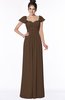 ColsBM Siena Chocolate Brown Modern A-line Wide Square Short Sleeve Zip up Pleated Bridesmaid Dresses