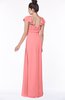 ColsBM Siena Coral Modern A-line Wide Square Short Sleeve Zip up Pleated Bridesmaid Dresses