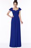 ColsBM Siena Electric Blue Modern A-line Wide Square Short Sleeve Zip up Pleated Bridesmaid Dresses