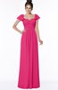 ColsBM Siena Fuschia Modern A-line Wide Square Short Sleeve Zip up Pleated Bridesmaid Dresses