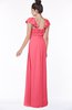 ColsBM Siena Guava Modern A-line Wide Square Short Sleeve Zip up Pleated Bridesmaid Dresses