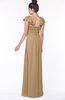 ColsBM Siena Indian Tan Modern A-line Wide Square Short Sleeve Zip up Pleated Bridesmaid Dresses