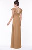ColsBM Siena Light Brown Modern A-line Wide Square Short Sleeve Zip up Pleated Bridesmaid Dresses